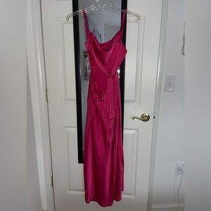 Hot pink satin dress